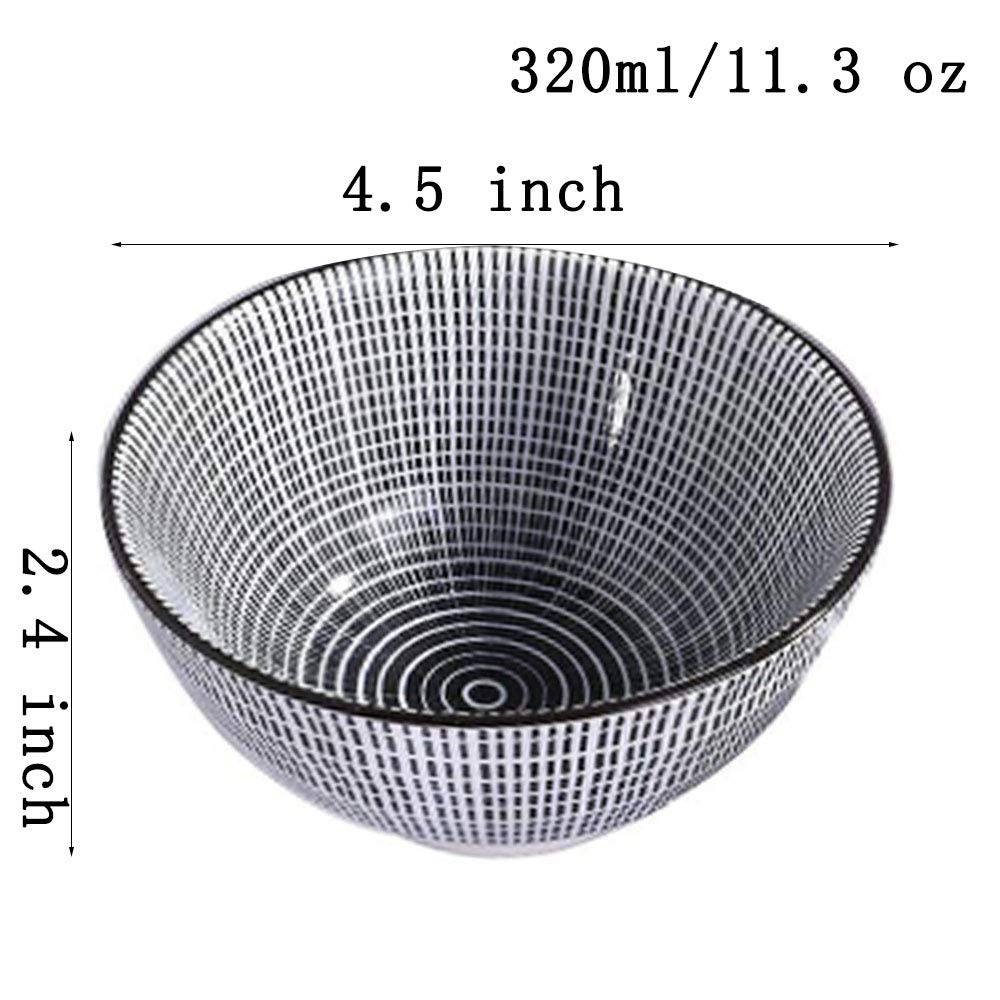 Amazon.com | Ceramic Rice Bowl Set of 4, 4.5'' Assorted Geometric